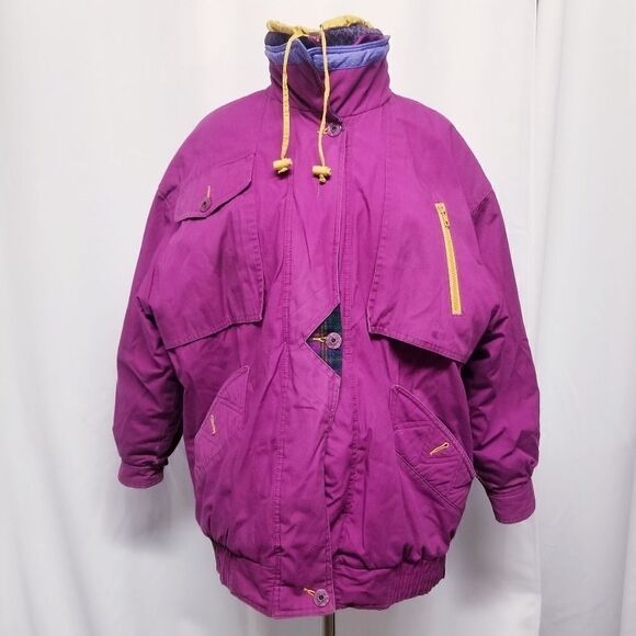 Vintage 90s y2k Puffy Puffer Warm Winter Snow Ski Jacket British Mist Woman's Md - Picture 1 of 10